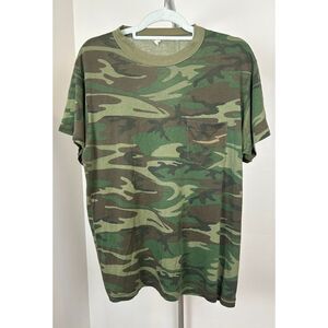 Vintage 90s Single Stitch Camo TShirt Military Camo Print Oversized Fit Mens XL